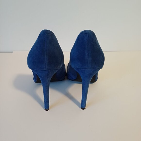 The Wishbone Collection Royal Blue Suede Pumps Heels Size 6.5 M - Picture 3 of 8